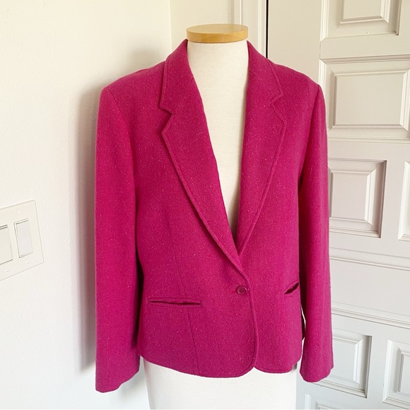 Pendleton Pink Blazer Size 14 Classic 100% Pure Virgin Wool Jacket